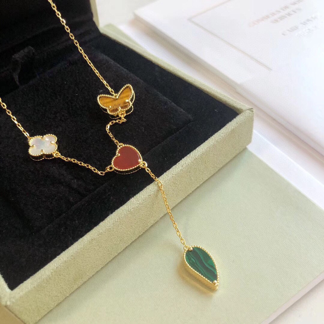 [Mystic]LUCKY SPRING 4 MOTIFS ROSE GOLD NECKLACE