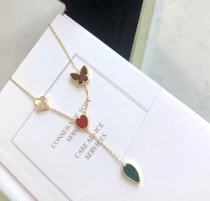 [Mystic]LUCKY SPRING 4 MOTIFS ROSE GOLD NECKLACE