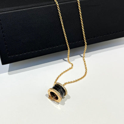 [Mystic]ZERO 1 BLACK CERAMIC DIAMOND PINK GOLD NECKLACE